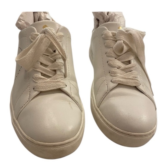 Kate Spade Women’s Nappa White Leather Sneakers Lace Up size 8.5 used in box - Picture 1 of 14